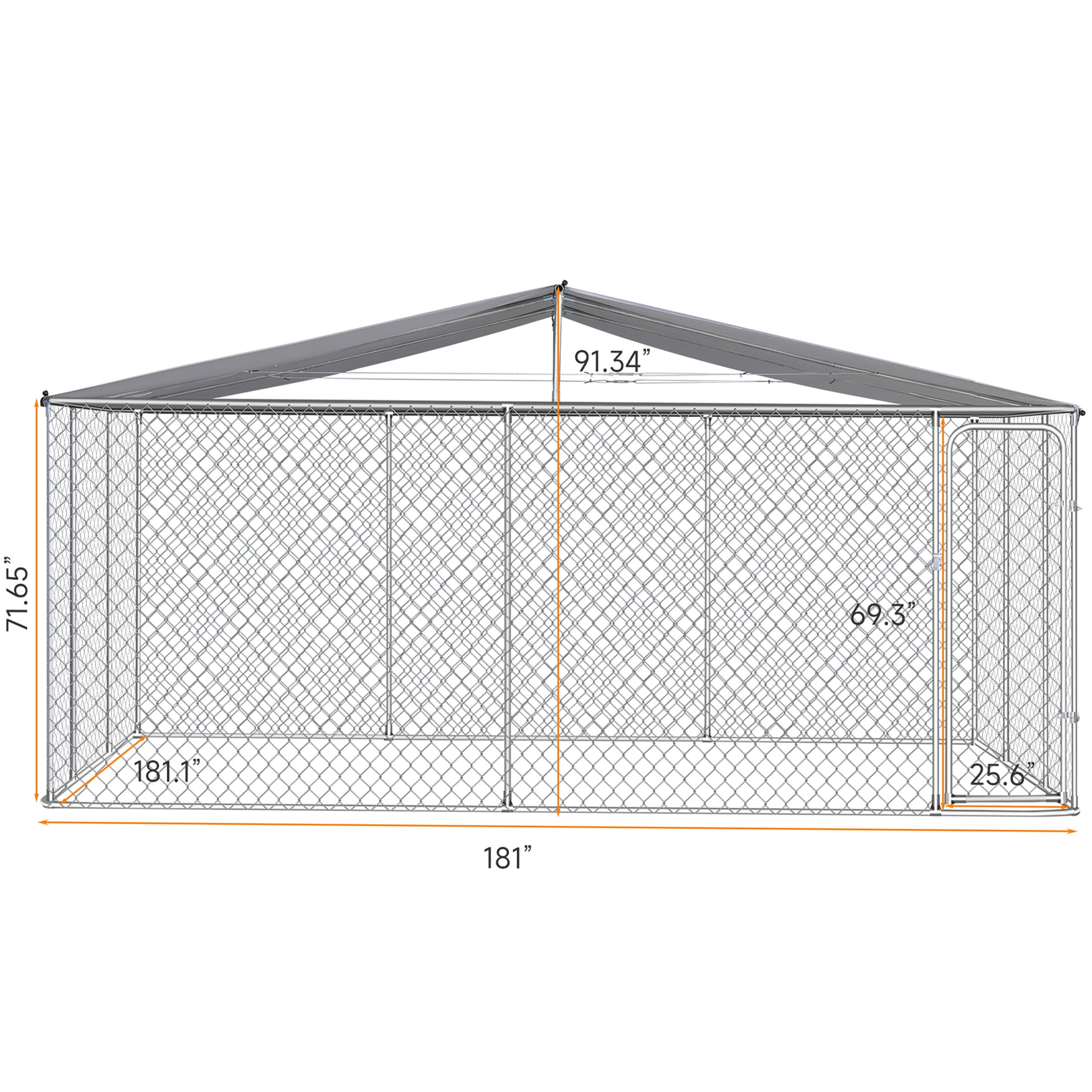 JERFIT Extra Large 15x15ft Outdoor Dog Kennel with Waterproof Roof, Heavy-Duty Iron Metal Exercise Pen with Lockable Gate for Large Dogs
