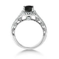 thumbnail image 3 of Gem Stone King 925 Sterling Silver Black Onyx and White Created Sapphire Engagement Ring for Women (1.50 Cttw, Cushion Checkerboard 6MM, Gemstone Birthstone, Available in Size 5, 6, 7, 8, 9), 3 of 6