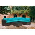 thumbnail image 3 of Kullavik Patio Furniture Set 7 Pieces Sectional Sofa PE Rattan Wicker Outdoor Furniture Set Patio Conversation Set with Tempered Glass Table and Cushion,Blue, 3 of 8