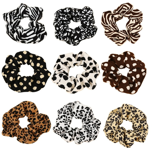 Bangcool Cheveux Scrunchies Léopard Tissu 9PCS Mode Ponytail Titulaire Cheveux Cravates pour les Dames