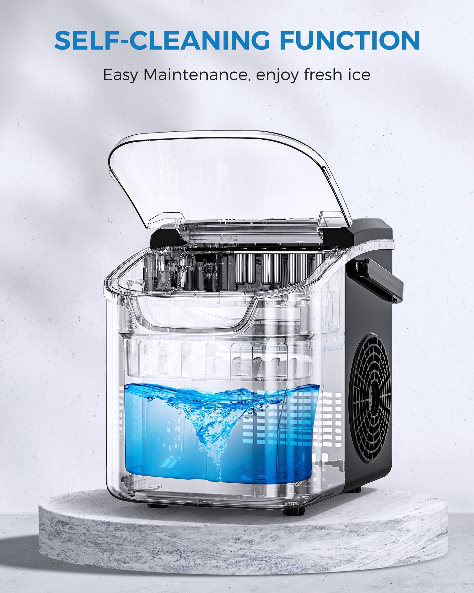 CRZOE Ice Maker Machine For Countertop, Portable Ice Maker Machine With Handel, Self-Cleaning Ice Maker, 26Lbs/24H, 9 Ice Cubes Ready In 8 Mins, For Home/Office/Kitchen