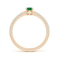 thumbnail image 2 of ANGARA Natural Classic Solitaire Emerald Promise Ring with Pave Diamonds in 14K Rose Gold for Women (Size-4mm) | May Birthstone, Birthday, Anniversary, Jewelry Gift for Women | Natural Emerald Ring, 2 of 8