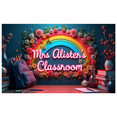 thumbnail image 3 of Colorful Rainbow Themed Banner with Floral Decorations Mrs Alisters Classroom Sign Backdrop Party Supplies for School Events Classroom Decorations Photography Props for Teacher Parties, 3 of 8