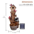 thumbnail image 4 of Alpine Corporation 13" x 32" Solar-Powered Cascading Barrel Fountain with Birdhouse, Brown, 4 of 12
