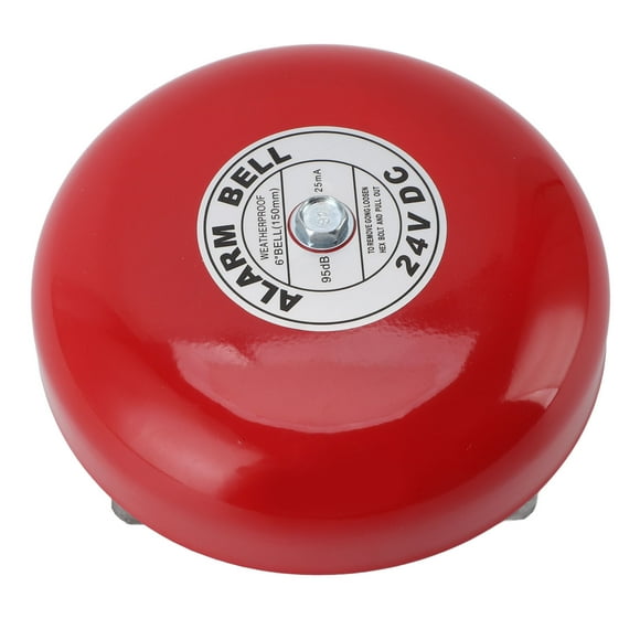 Fire Alarm Bell, Loud Volume Wired Power Waterproof 6in Electric Alarm Bell Wall Mount 95db for Entertainment Venue