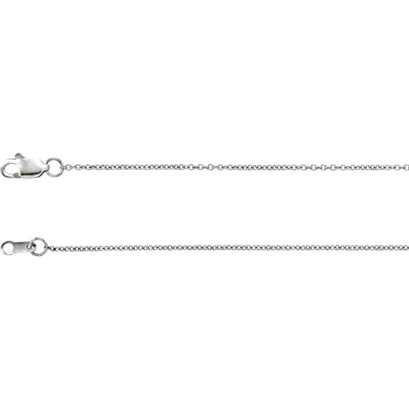 10k White Gold 1mm Solid Cable 24 Inch Chain Chain Necklace for Women and Men - 1.3 Grams