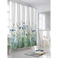 thumbnail image 3 of Fsddascl Navy Blue Wildflowers Shower Curtain Set - Standard 72" x 72" Washable Bathtub Curtain with 12 Hooks, Spring Pastoral Botanical Floral Waterproof Fabric Stall Shower Curtains for Bathroom, 3 of 6