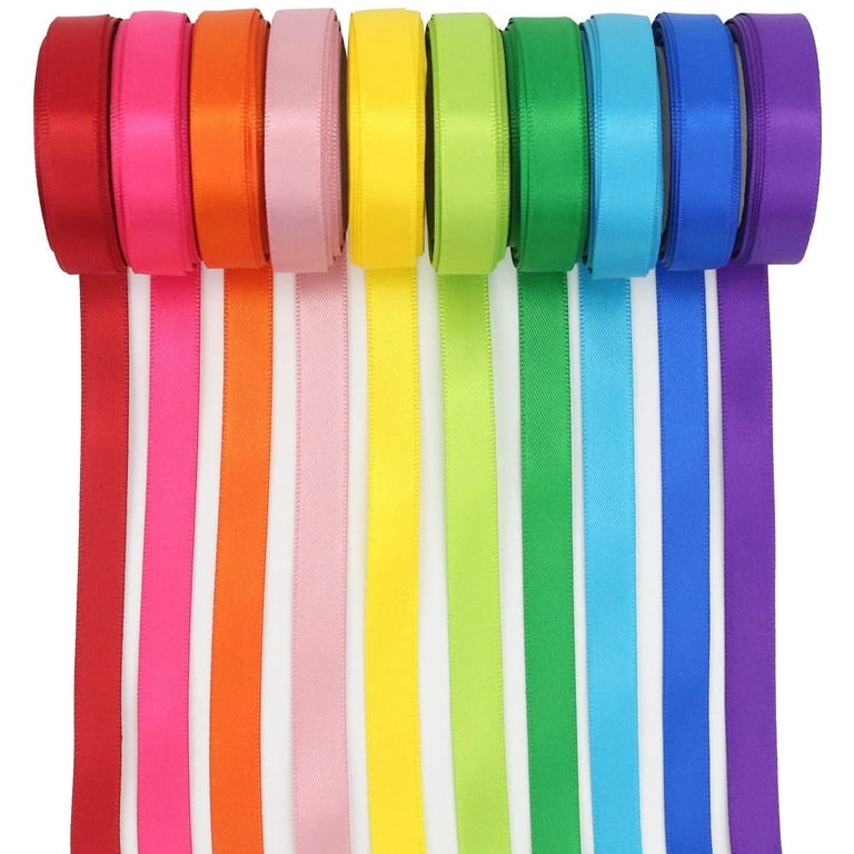 Unittype 20 Rolls Rainbow Satin Ribbon Solid Fabric Satin Ribbons  Assortment 20 Colors Satin Ribbons for Crafts DIY Bouquet Gift Wrapping  Bows Wedding