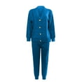 thumbnail image 4 of Yeaiivve Women's 2 Piece Outfits Fall Knit Lounge Sets V Neck Cardigan Sweaters Wide Leg Pants Tracksuit Set Blue S, 4 of 5