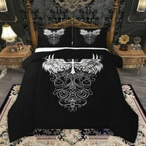 Feelyou Teens Western Goth Art Queen Comforter Set, Angel Wings Cross Print Bedding Sets, Cartoon Graffiti Reversible Bedding Comforter Set, Ultra Soft Bedroom Decor, 3-Piece