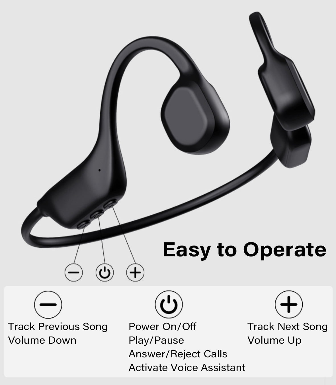 Gotomi Bone Conduction Headphones, Bluetooth Wireless Earbuds Open Ear Headphones Wireless Waterproof Sweatproof Bluetooth Earbuds Earphones for Sports Running Gym Workout Cycling