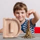 thumbnail image 3 of Piggy-Bank for Kids Boys Girls Large Piggy Banks 26 English Alphabet Letter,Personalized Wooden,Transparent Money Saving Box (1 Pc), 3 of 9