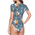thumbnail image 3 of Uemuo Surf Shark Pattern Women's One Piece Short Sleeve Swimsuit Rash Guard Surfing Modest Quick-drying Swimsuit Beach Essentials-, 3 of 9