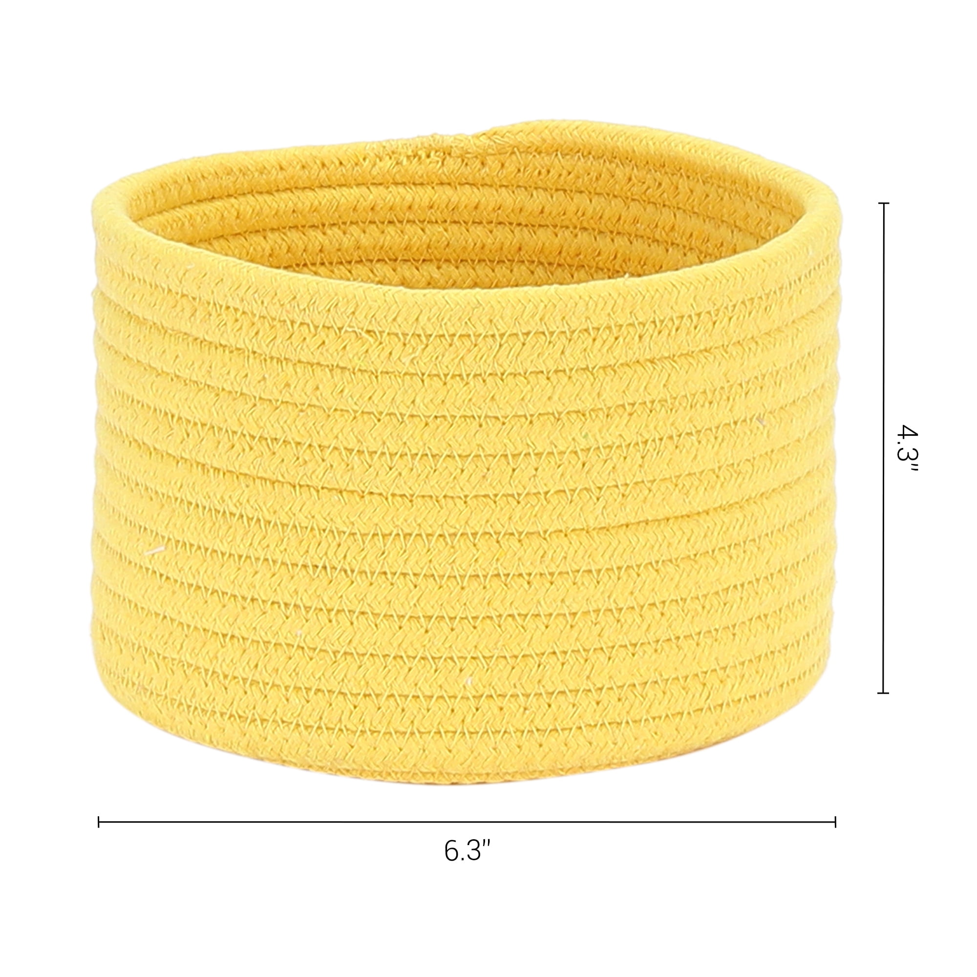 Unique Bargains Woven Storage Basket Shelf Storage Bin for Home Key Tray Bowl Yellow L