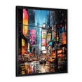 thumbnail image 2 of Designart "Time Square Lights in New York City V" Cityscapes Framed Wall Art - Industrial Blue New York City Entryway Framed Wall Art Print, 2 of 6