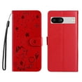 thumbnail image 2 of Feishell Cute Cat Embossed Pattern Leather Wallet Phone Case for Google Pixel 7a (6.1 inch),Magnetic Buckle Shockproof Flip Holder ID Credit Card Slots Cash Pocket Slim Phone Case,Red, 2 of 16