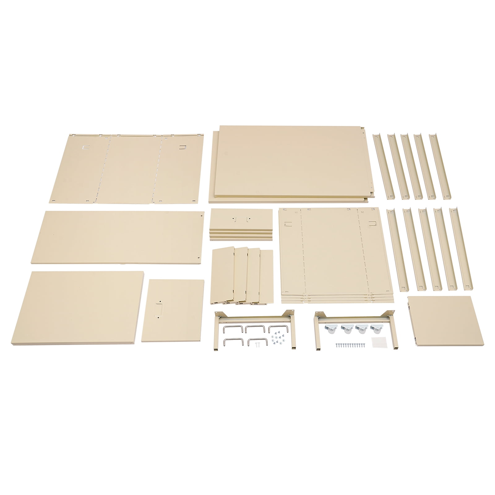 Beige Metal File Storage Cabinet, Storage Cabinet with 5 Drawers, 5-Drawer Storage Cabinet with Wheels