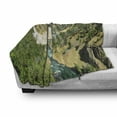 thumbnail image 3 of Wyoming Soft Flannel Fleece Throw Blanket, Calcite Springs Trees Panorama in Yellowstone, Cozy Plush for Indoor and Outdoor Use, 50" x 60", Olive Green Sand Brown, by Ambesonne, 3 of 6