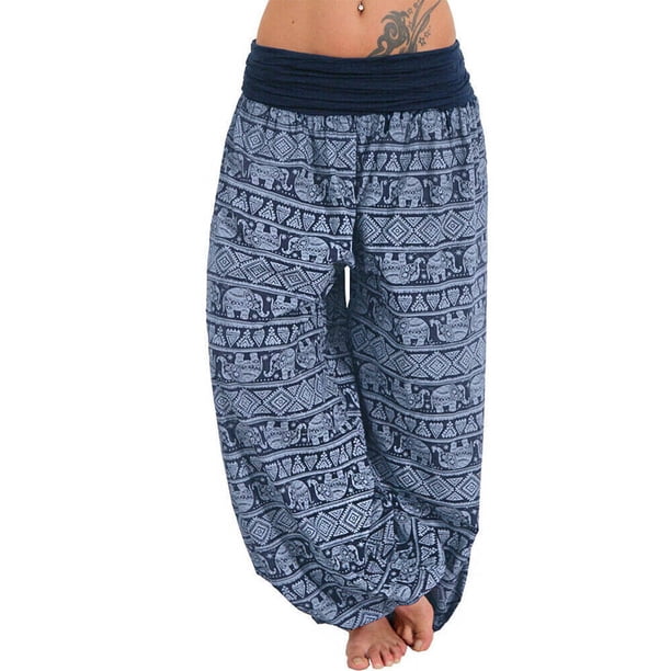 WILLBEST Pantalones Casuales para Mujer, con Estampado de Banda Holgada, Cómodos, de Corte Ancho, para Uso Diario. Extra Grande