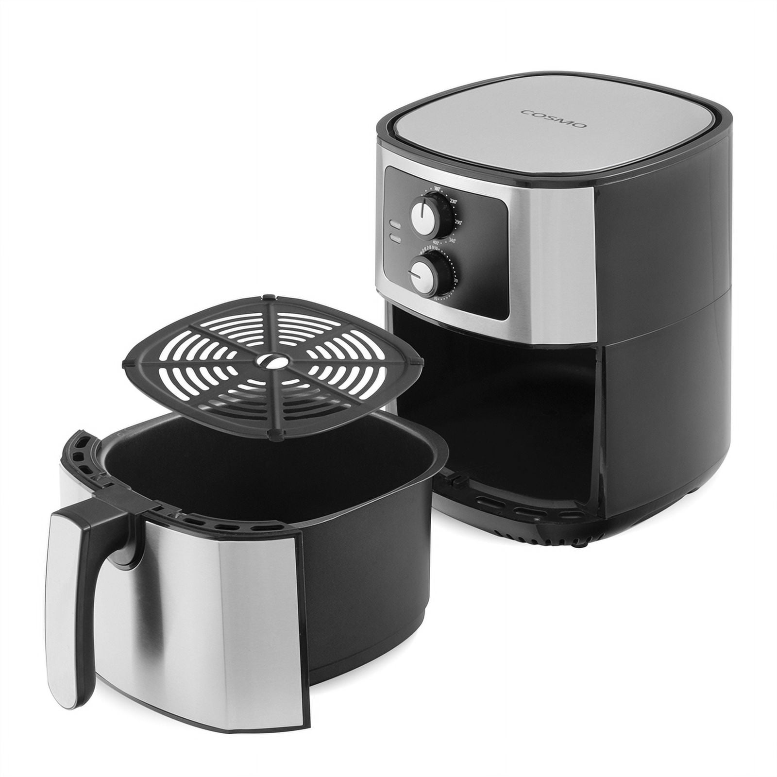 Cosmo COS-58AFAKSS 5.8 Quart Electric Hot Air Fryer with Temperature Control, Timer, Non-Stick Frying Tray, 1400W