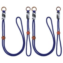 2Set Heavy Duty Paracord Keychain Lanyard, Adjustable Necklace Whistles Lanyard Braided Wrist Strap with Spring Ring for ID Card Badge Holder Keys, Deep Blue/Brown/Black White