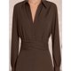 thumbnail image 5 of Blusa Informal de Mujer con Botones Al Frente, Cuello en V, Larga, Diseño Cruzado con Lazo, Ideal para el Trabajo Top Corto Elegante Marrón L, 5 of 7