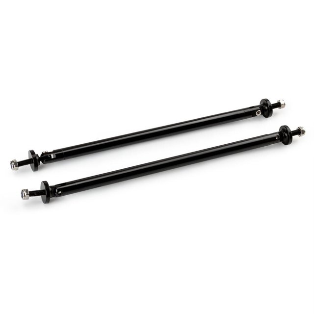 2pc Adjustable Bumper Lip Splitter Black Spoiler Strut Rod Tie Support Bar Front