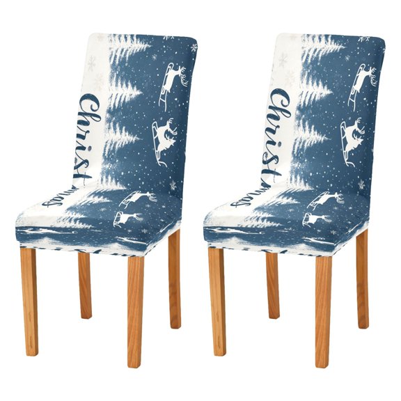 BZSMCE Chairs Slipcovers Dining Chair Covers Reindeer Fly on Blue Sky Painting Creative Pattern