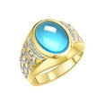thumbnail image 4 of RYLOS Men's Rings Yellow Gold Plated Silver Nugget Ring with Cabochon Gemstone & Diamonds Blue Topaz Rings For Men Size 8, 4 of 8