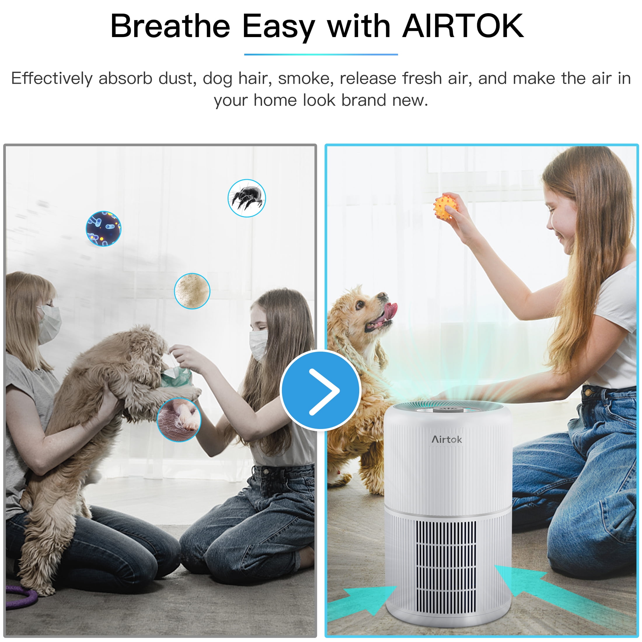 AIRTOK HEPA Air Purifier for Home 