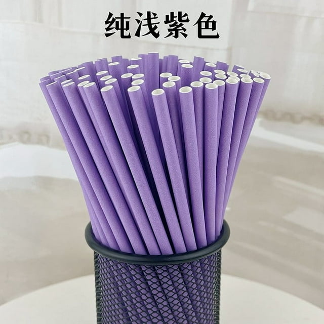 Xiao Hua 100 pajitas de papel biodegradables para fiestas, cumpleaños y Navidad (moradas)