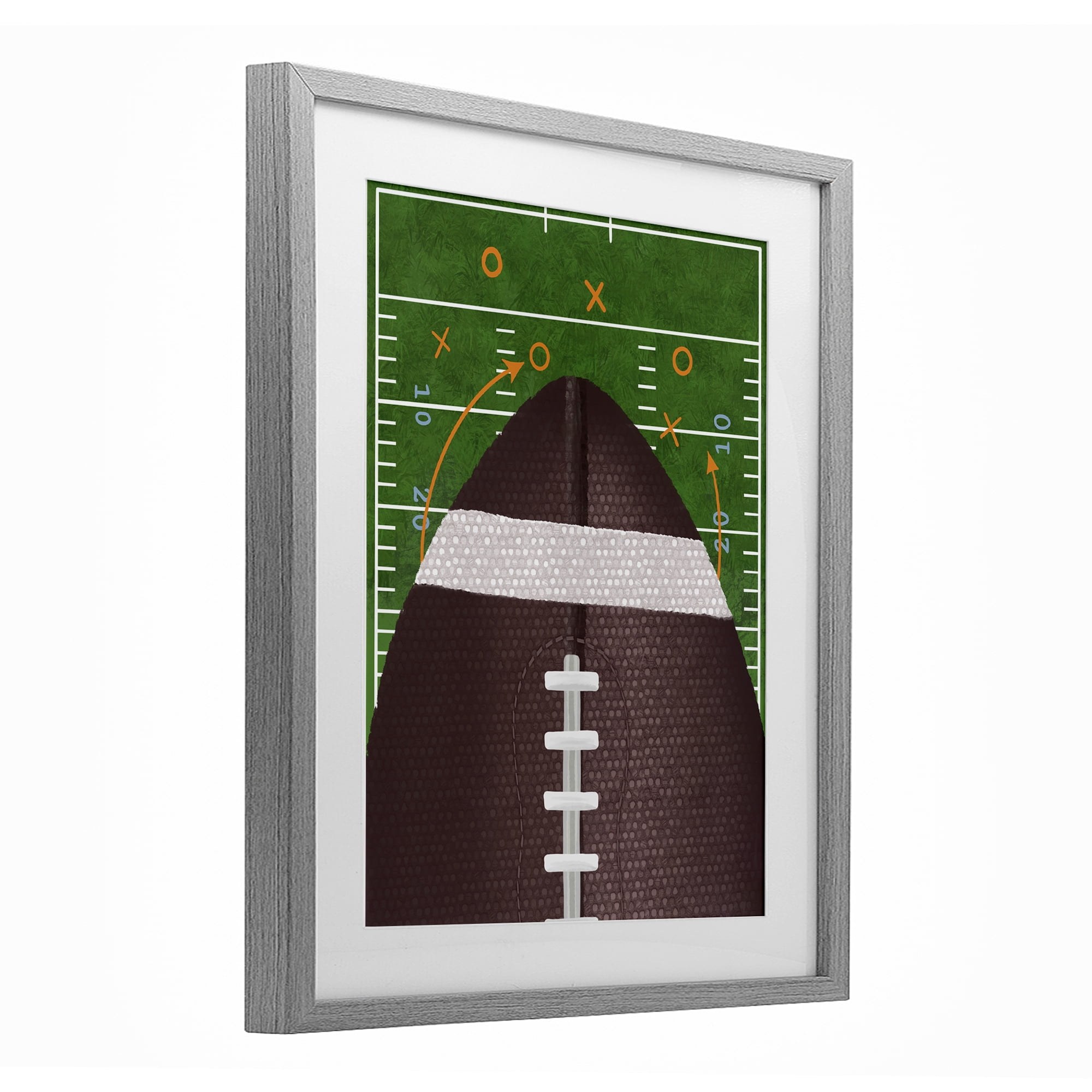 Stupell Industries Football Field Tactics Gray Framed Print Under Glass, design by Jennifer Stith