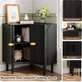 thumbnail image 3 of Corner Cabinet, Small Corner Floor Cabinet with Adjustable Shelves, Modern Freestanding Storage Cabinet for Living Room, Black, 3 of 6