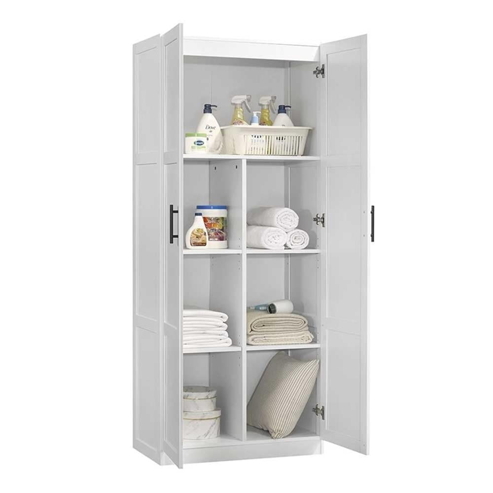 Pemberly Row Contemporary Engineered Wood Storage Cabinet in White