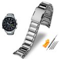 thumbnail image 3 of Correa de reloj de acero con extremo curvo sólido para la serie Casio EDIFICE EQB-501 EQB-800 Cadena de reloj de acero de precisión con boca en arco de 22 mm para hombre, 3 of 5