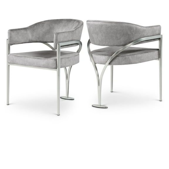 Meridian Furniture Madelyn Grey Velvet Dining Chair (Set of 2)