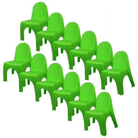Kids Stacking Chairs, Brite Green - 12 Count