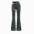 thumbnail image 6 of MMJ Plus Size Flare Pants for Women Flowy Solid Velvet Slim Fit High Waist Stretchy Business Casual Trousers with Pockets Full Length, 6 of 8