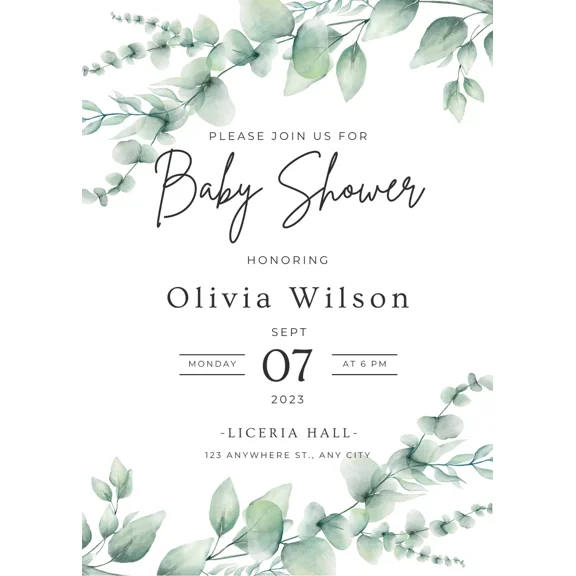 PURELY- Baby Shower Printable Invitations / Personalized Baby Shower Invitations