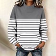 thumbnail image 6 of Yutgune Women's Striped Sweatshirt Long Sleeve Mock Neck Pullover Casual Relaxed Fit Top, 6 of 8