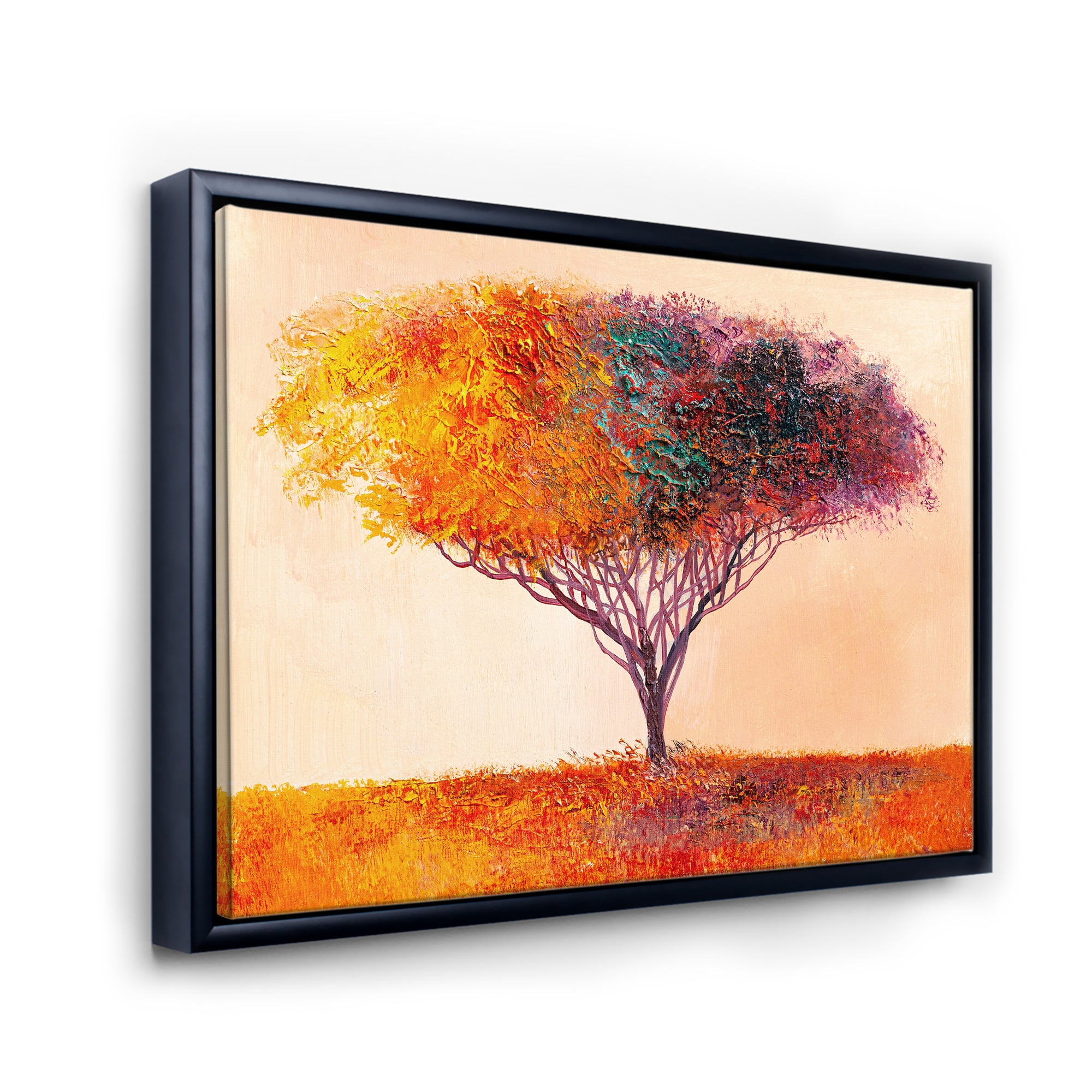 Designart 'Impressionist Landscape Colorful Abstract Tree' Modern Framed Canvas Wall Art Print