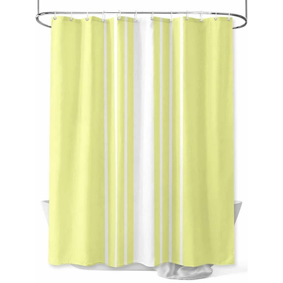 Shower Curtain Yellow Vertical Stripes Bathroom Curtains with Hooks, Waterproof Fabric Classic Striped Bath Shower Curtains Set for Bathroom Bathtubs Decor 36x72 Inch