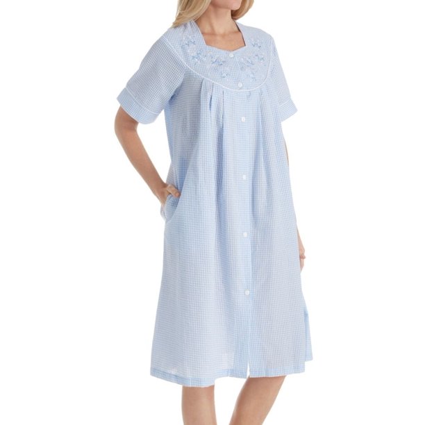 Miss Elaine Women's Miss Elaine 858637 Seersucker Short Snap Front Robe