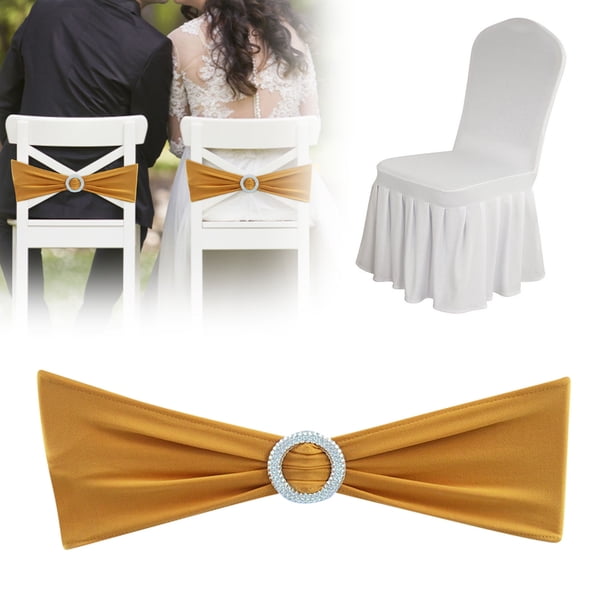 Lazo Para Silla Altamente Elástico Bordes Cosidos Hebilla Brillante Adecuado Para Decoración De Bodas Material De Poliéster No Necesita Electricidad Suministros Para Decoración De Bodas