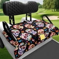 thumbnail image 4 of XYZCANDO Colorful Sugar Skull Golf Cart Seat Cover - 4 Storage Pockets, Non-Slip Washable Terry Cloth for 2-Seat Golf Carts, 4 of 9