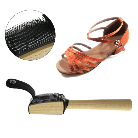 UNTERING Shoe Brush Ballet Dance Shoe Wire Brush PU Protector Wood Handle Ballroom Soles Latin Dance Shoe Brushes