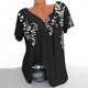 thumbnail image 2 of Blusas de Manga Corta para las Mujeres con Cuello en V Impreso Suéter Casual Top, Blusas para las Mujeres Casual, 2 of 4