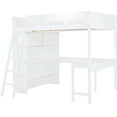 thumbnail image 6 of Full Size Loft Bed With Desk And Shelves - White. Make Most Of Bedroom Space. Solid Pine Wood. . Guardrail. Ideal For Small Rooms. 78'' X 57.6'' 70.9''. Mattress Not Included In White Storage Shelf., 6 of 7