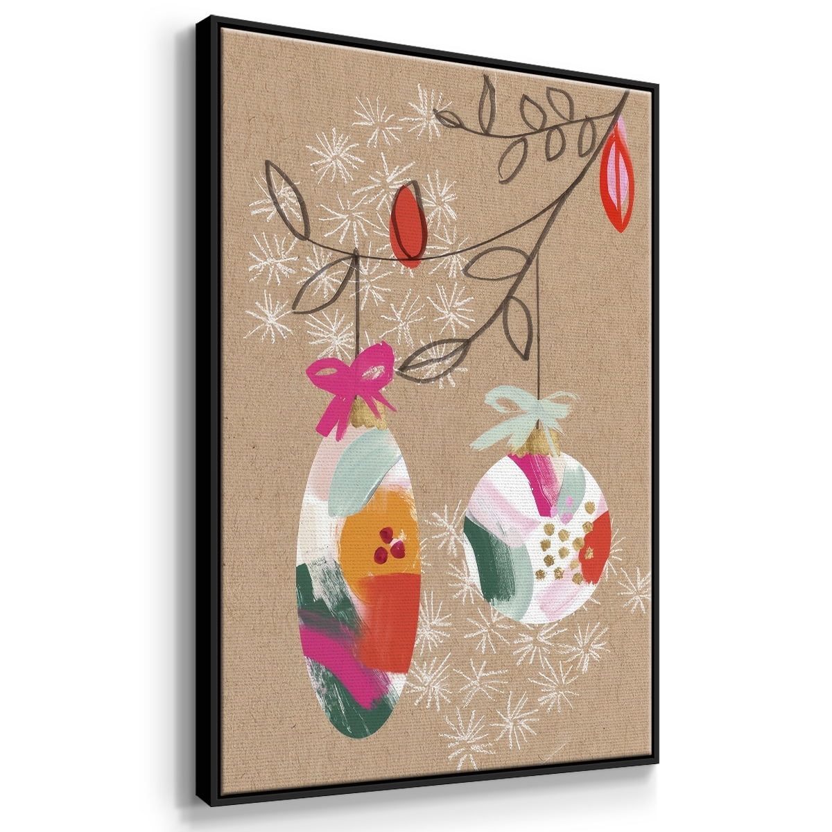 Crafty Christmas Collection B - Framed Gallery Wrapped Holiday Canvas - 25 x 37 - Black Frame