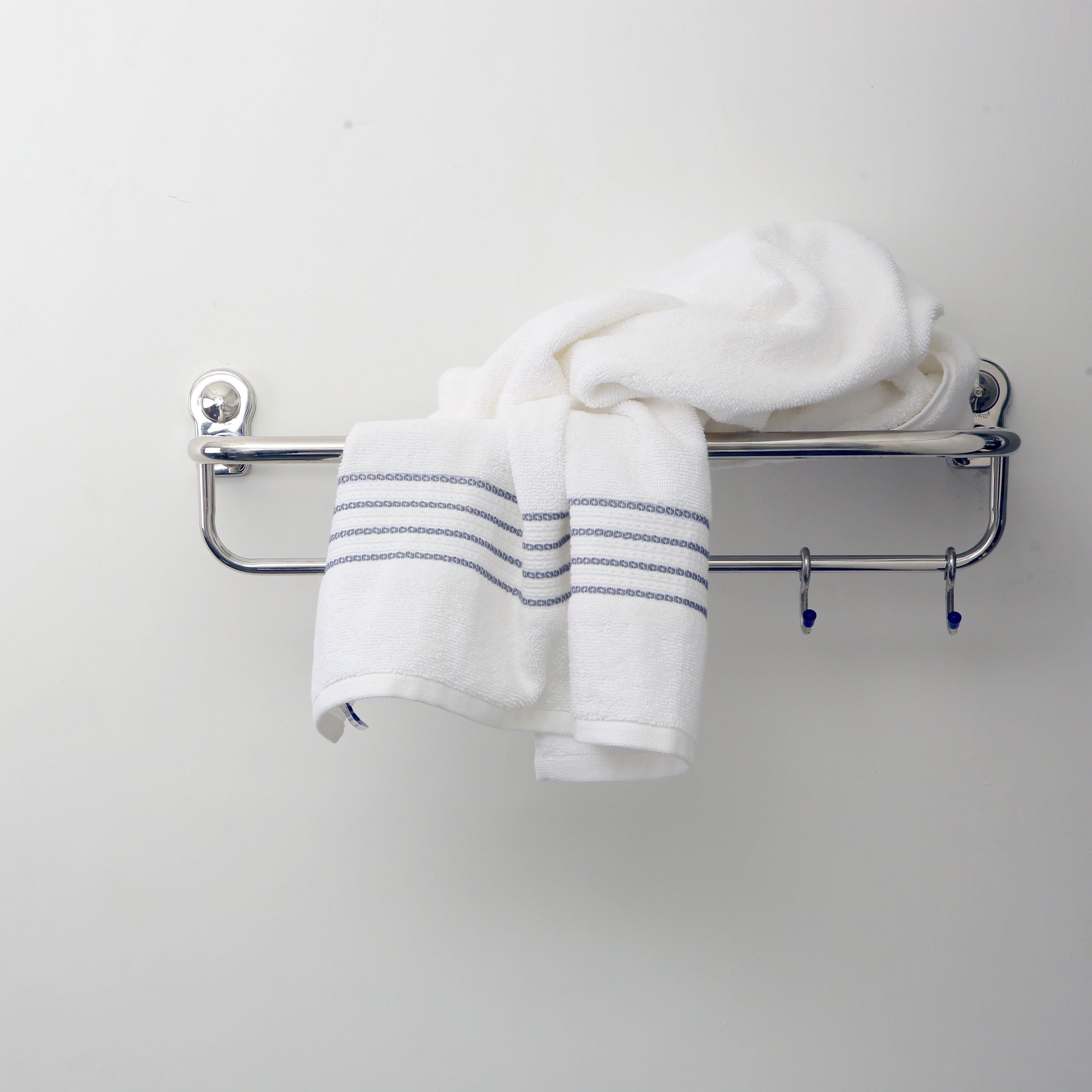 Aertex Stripe 100% Cotton 520 GSM 6 Piece Bath Towel Set, Soft & Absorbent, Quick Dry, 2 Bath 27x54, 2 Hand 16x28, 2 Wash 13x13, White with Stripes, OEKO-TEX® Certified
